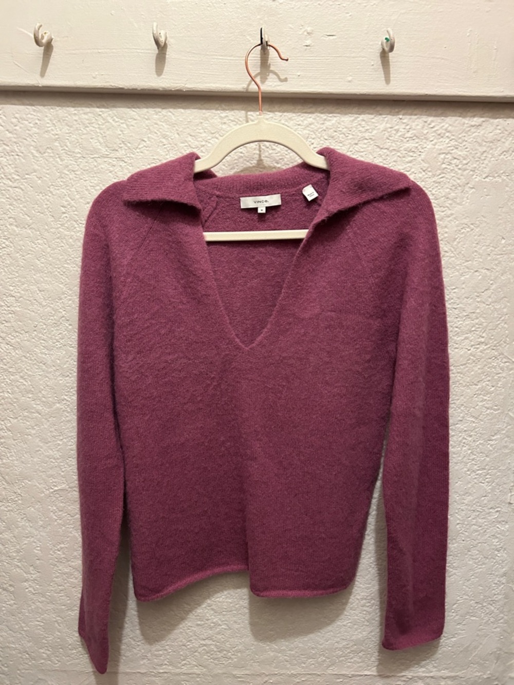 Vince Plum Collared V-Neck Sweater
